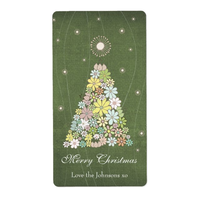 Gift Present Tag Label Flower Christmas Tree (Front)