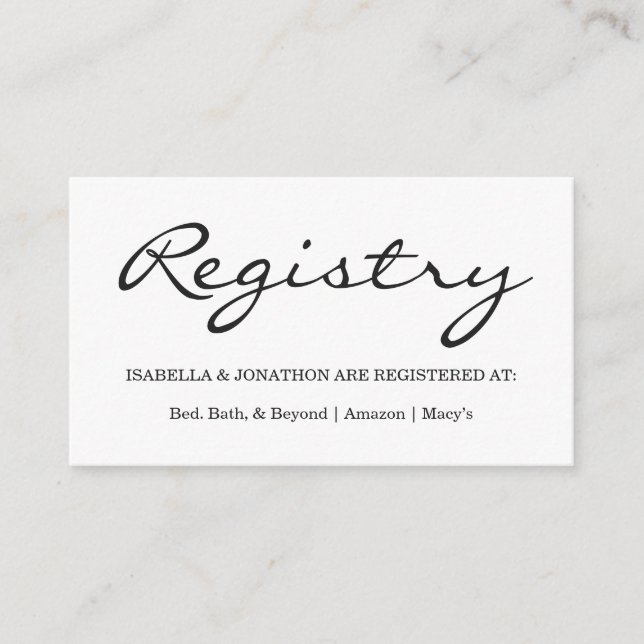 Gift Registry Enclosure Card (Front)