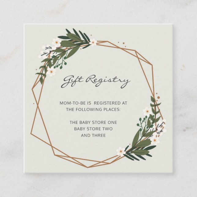 Gift Registry Gender Neutral Geometric Baby Shower Enclosure Card (Front)