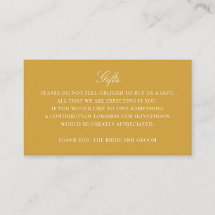 Gift Registry Honeymoon Fund Wedding Gold Monogram Enclosure Card