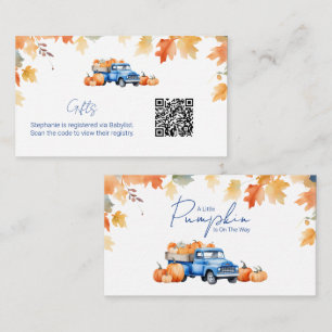  Gift Registry QR Code Blue Truck Little Pumpkin  Enclosure Card