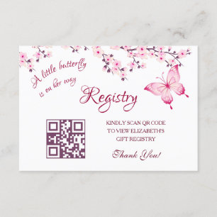 Gift Registry QR Code    Butterfly Baby Shower Enclosure Card