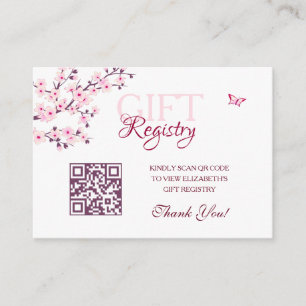 Gift Registry QR Code  Cherry Blossom Baby Shower Enclosure Card