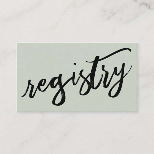 Gift Registry Sage Green Casual Handwriting Enclosure Card (Front)