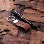 Gift Set of Brown Leather Keychain & Black Pen<br><div class="desc">Personalized leather key chain and personalized pen with silver accents.</div>