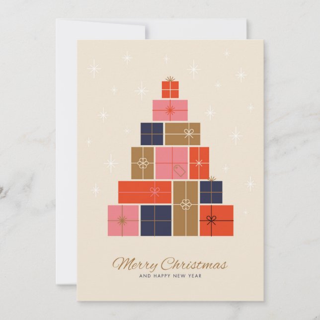 Gift Stack Christmas Tree Holiday Card (Front)