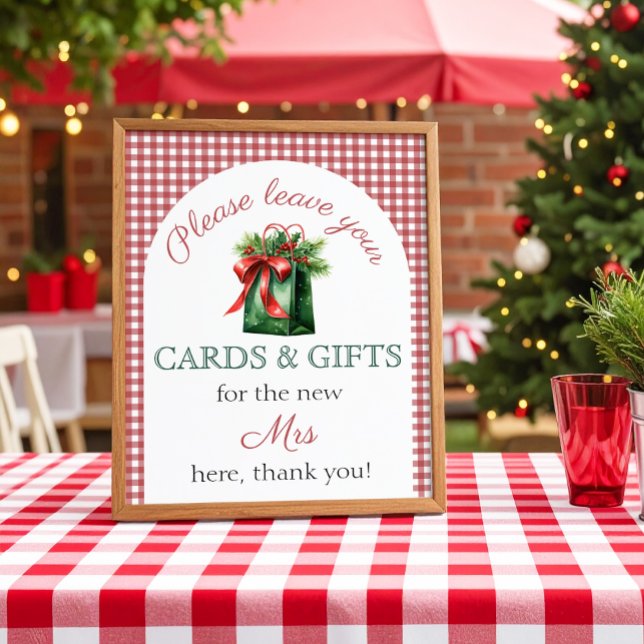 Gift table Red Christmas market Bridal Shower Poster (Creator Uploaded)