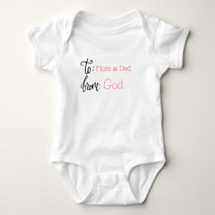 Gift Tag Baby Mom Dad God Pink Girl Bodysuit