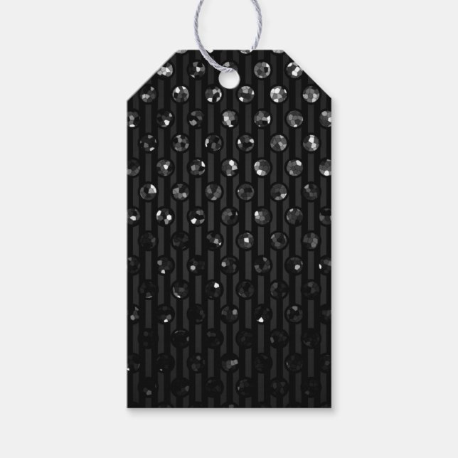 Gift Tag Black Sparkley Jewels (Front)