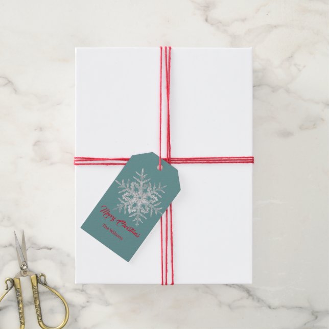 GIFT TAG CHRISTMAS BENTLEY SNOW FLAKE CUSTOM NAME  (With Twine)