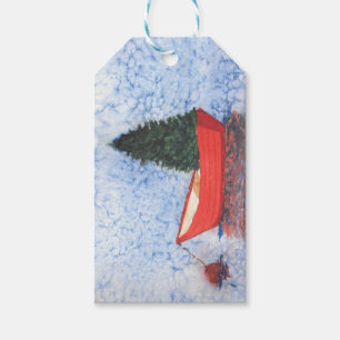 Gift Tag Dory with Christmas Tree in the harbour