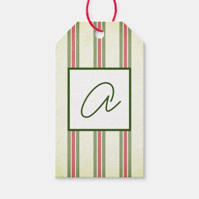 GIFT TAG FADED STRIPES CUSTOM INITIAL (Front)