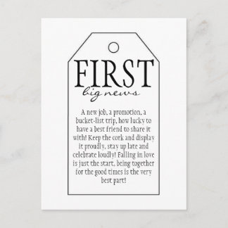 Gift Tag for Wine Bottle - First Big News Postcard
