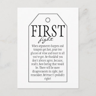 Gift Tag for Wine Bottle - First Fight Postcard