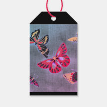 Gift Tag JAPANESE BUTTERFLIES ON BLACK