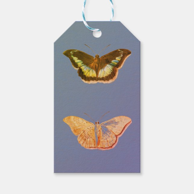Gift Tag JAPANESE BUTTERFLIES TWILIGHT BLUE (Front)