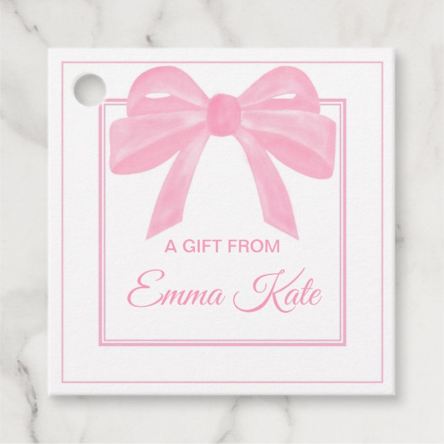 Gift Tag Label - Pink Bow (Front)