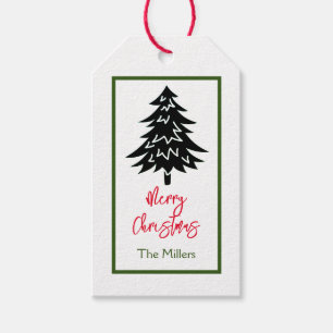 GIFT TAG MERRY CHRISTMAS TREE CUSTOM NAME