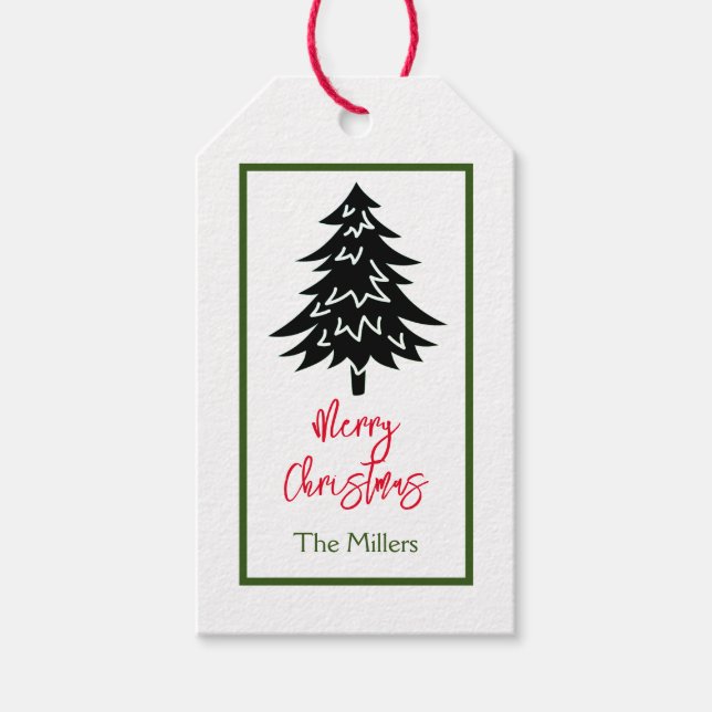 GIFT TAG MERRY CHRISTMAS TREE CUSTOM NAME (Front)