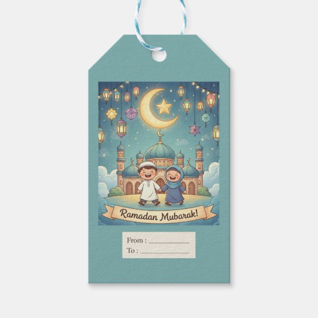 Gift Tag Ramadhan Blue Cute (Front)