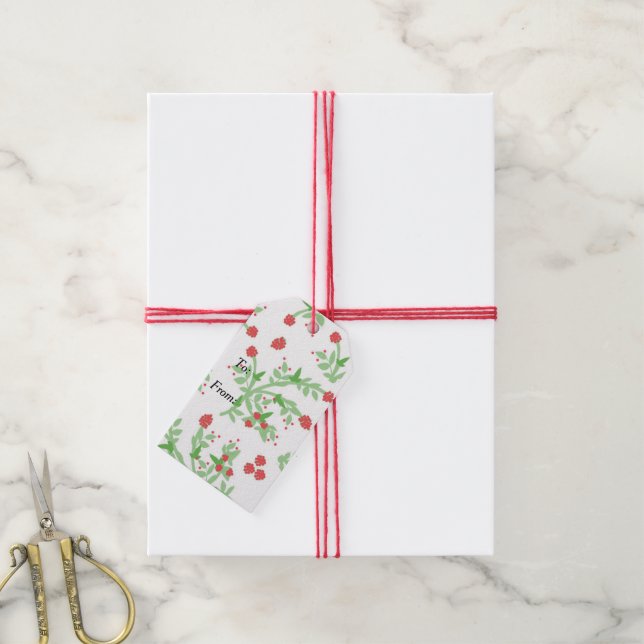 Gift Tag Raphaella Blooming Berries Design (With Twine)
