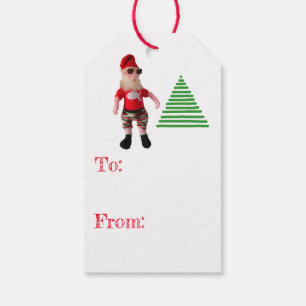 Gift Tag - Surf Santa and Tree