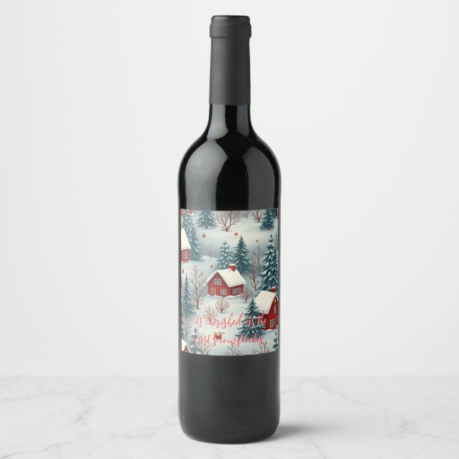 Gift tag ( Winter Wonderland ) Wine Label (Front)