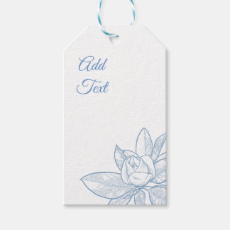 Gift Tag with blue magnolia and editable text