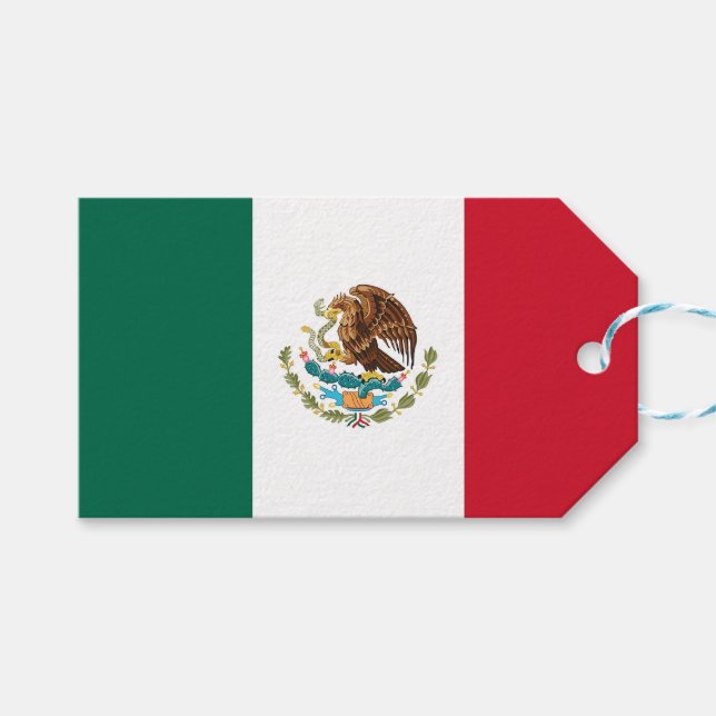 Gift Tag with Flag of Mexico (Front (Horizontal))