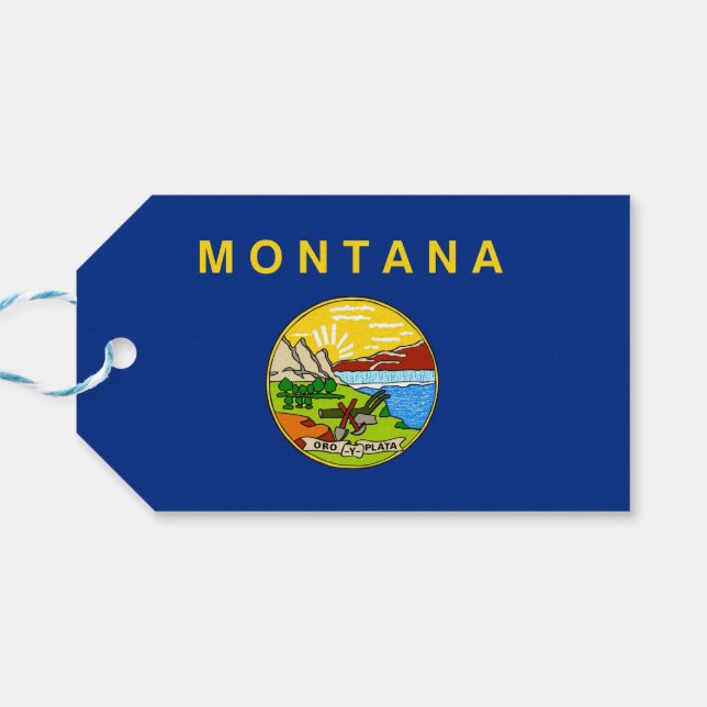Gift Tag with Flag of Montana State, USA (Back Horizontal)