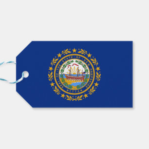 Gift Tag with Flag of New Hampshire State, USA