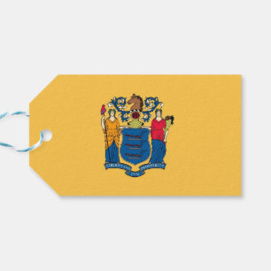 Gift Tag with Flag of New Jersey State, USA
