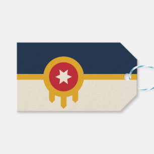 Gift Tag with Flag of Tulsa, Oklahoma