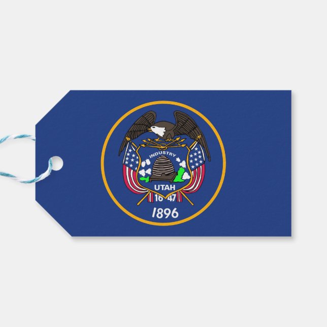 Gift Tag with Flag of Utah State, USA (Back Horizontal)