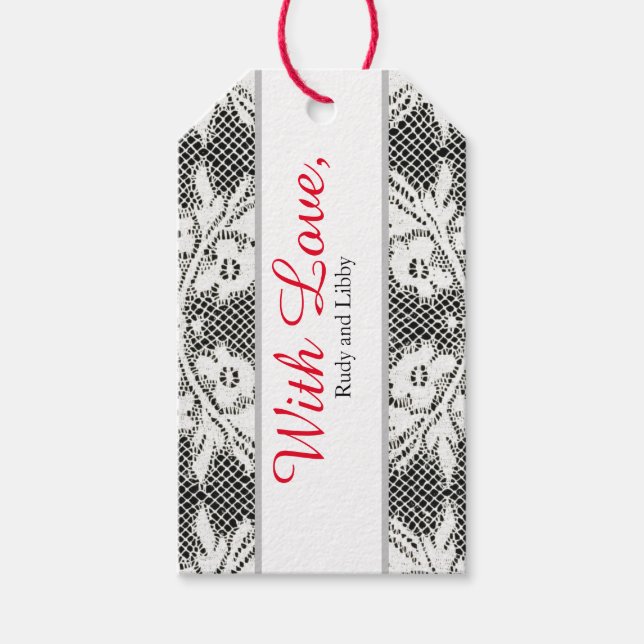 Gift Tag WITH LOVE ANTIQUE LACE CUSTOM NAME (Front)