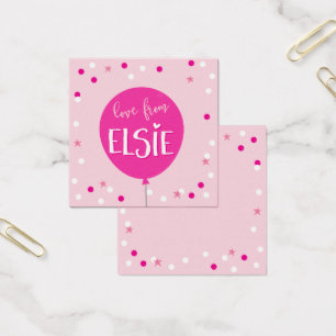 GIFT TAGS cute birthday pink balloon confetti