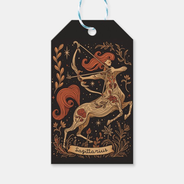 Gift Tags Sagittarius Celestial Zodiac Art (Front)