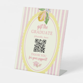 Gift the Graduate QR Code Custom Cash Fund Pedestal Sign