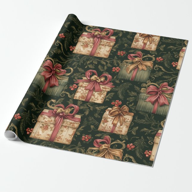 Gift themed Victorian Wrapping Paper (Unrolled)