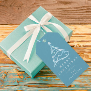 Gift To Merry Christmas Happy New Year Tree Blue  Tags