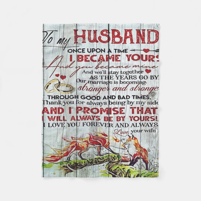 Gift To My Husband, Love Quotes Letter Fleece Blanket (Front)