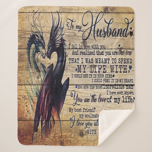 Gift To My Husband, Love Quotes Letter Sherpa Blanket (Front)