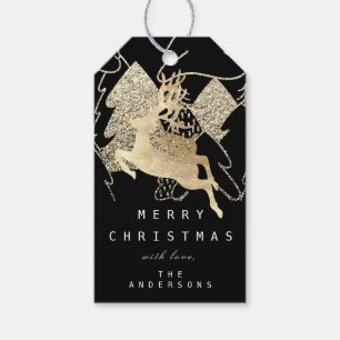 Gift To Reindeer Black  Gold  Christmas Tree Gift Tags