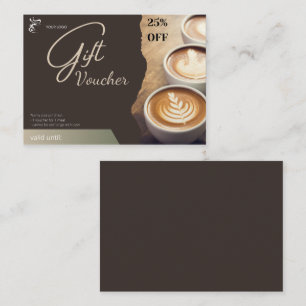 Gift voucher 25% off for coffee shops calling card