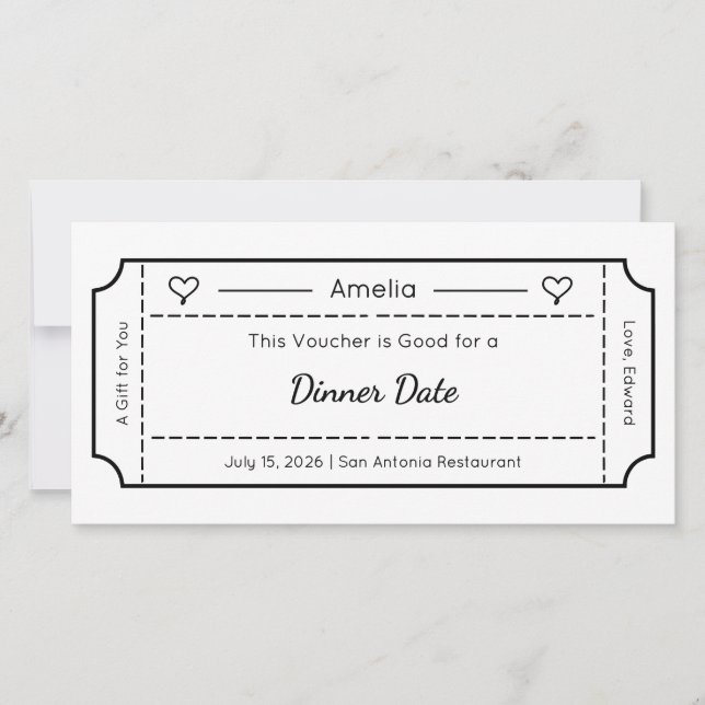 Gift Voucher, Custom Gift Ticket Card (Front)