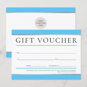 GIFT VOUCHER modern elegant business AQUA BLUE Invitation