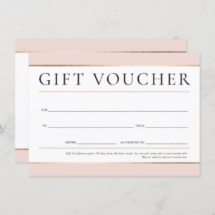 GIFT VOUCHER modern elegant business blush pink In Invitation
