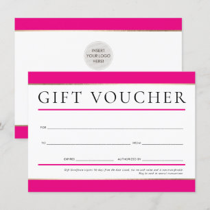 GIFT VOUCHER modern elegant business hot pink gold Invitation