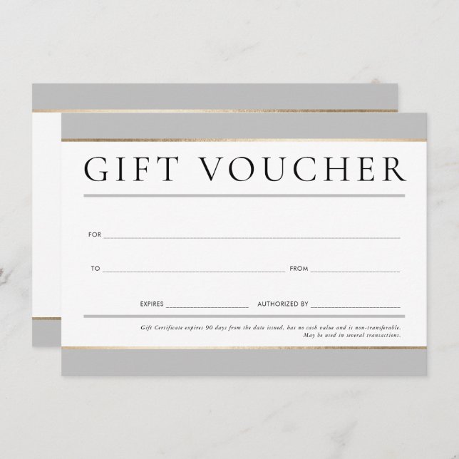 GIFT VOUCHER modern elegant business neutral grey Invitation (Front/Back)