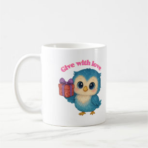Gift with Love – Cute Owl with Present Coffee Mug